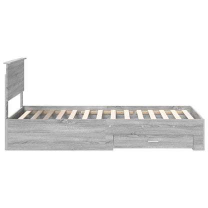 Bedframe met hoofdeinde Grijs Sonoma 100 x 200 cm Bewerkt hout