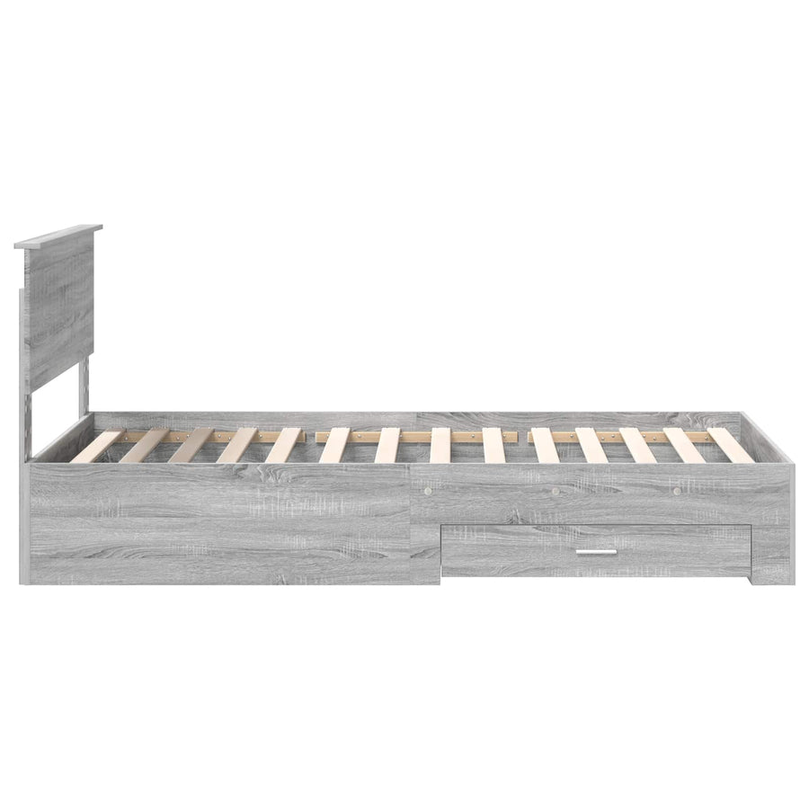 Bedframe met hoofdeinde Grijs Sonoma 100 x 200 cm Bewerkt hout