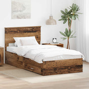 Bedframe 100x200 cm oudhout bewerkt hout met hoofdeinde