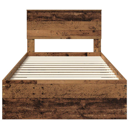 Bedframe met hoofdeinde Oudhout 100 x 200 cm Bewerkt hout