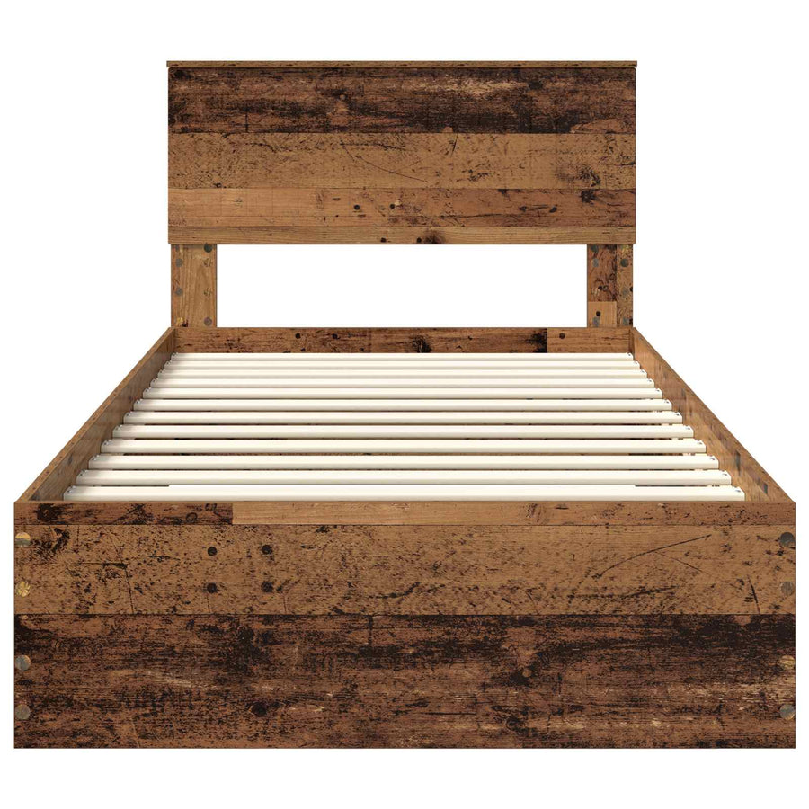 Bedframe met hoofdeinde Oudhout 100 x 200 cm Bewerkt hout