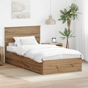 Bedframe 100x200 cm bewerkt hout artisan eiken