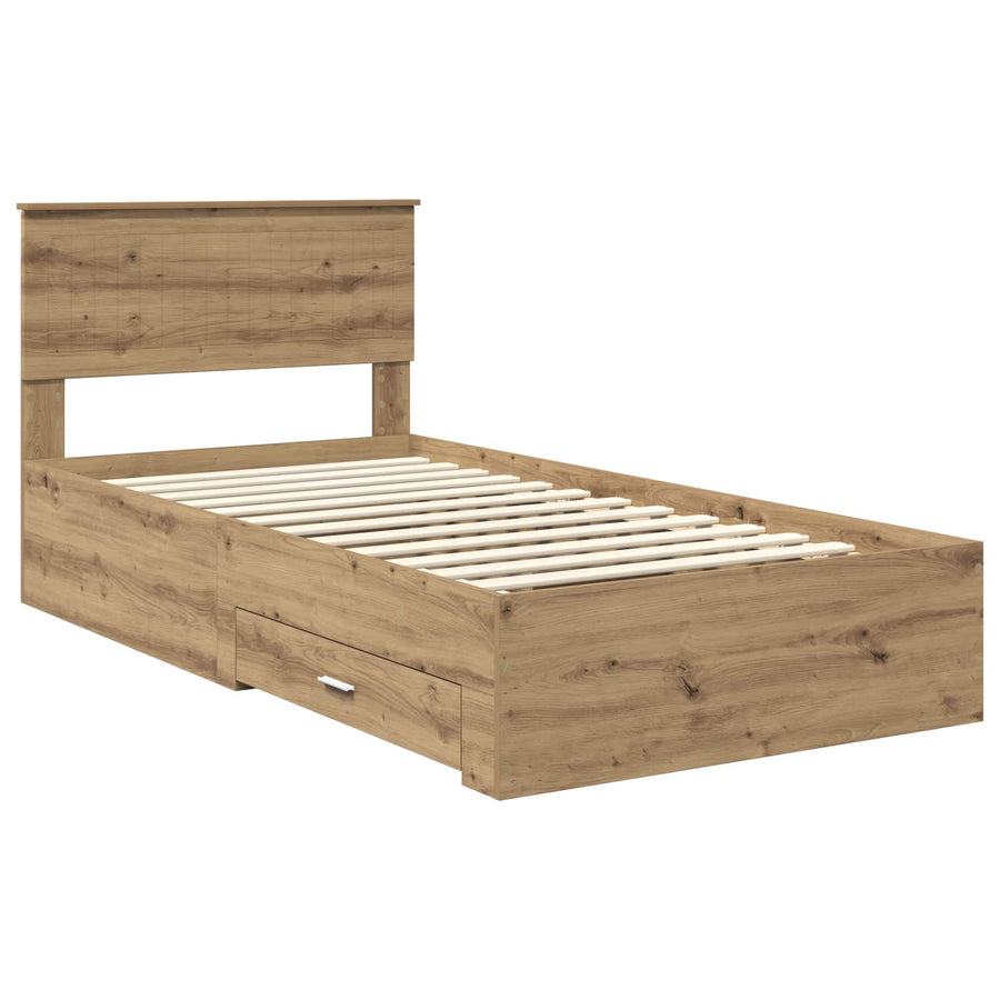 Bedframe met hoofdeinde Artisan Eiken 100 x 200 cm Bewerkt hout