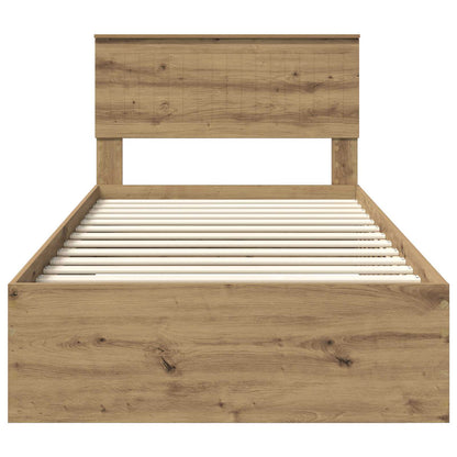 Bedframe met hoofdeinde Artisan Eiken 100 x 200 cm Bewerkt hout