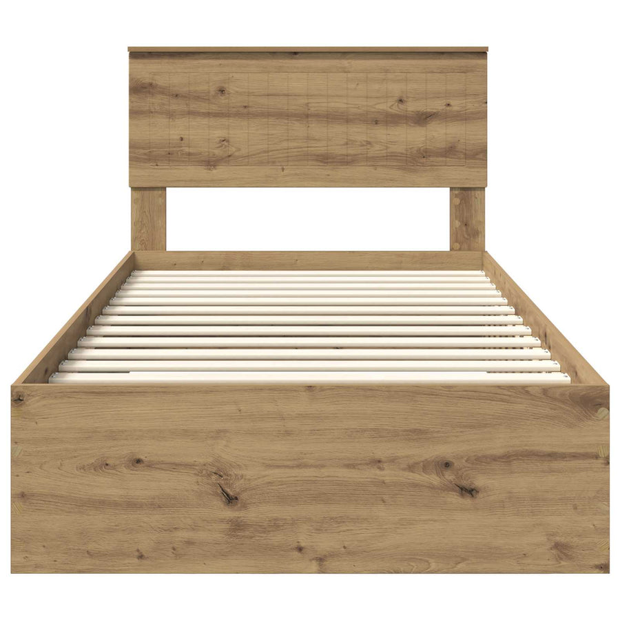 Bedframe met hoofdeinde Artisan Eiken 100 x 200 cm Bewerkt hout