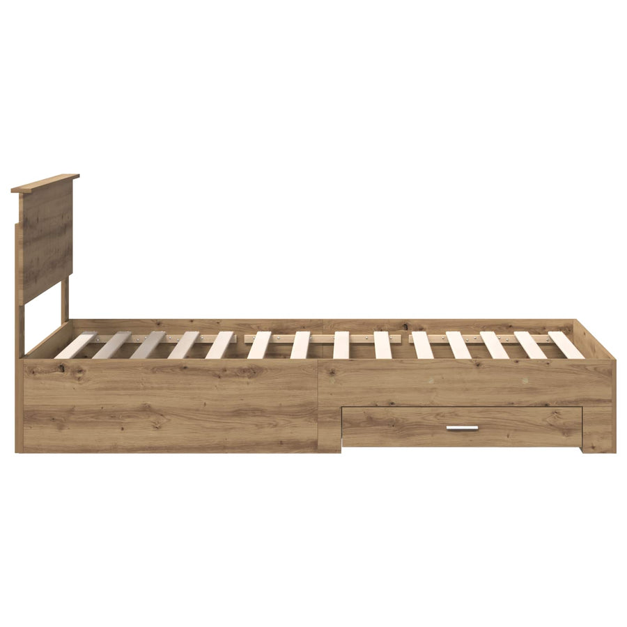 Bedframe met hoofdeinde Artisan Eiken 100 x 200 cm Bewerkt hout