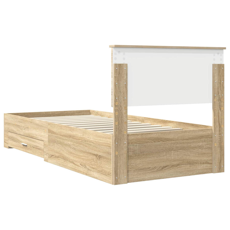 Bedframe met hoofdeinde Sonoma Eiken 90 x 200 cm Bewerkt hout