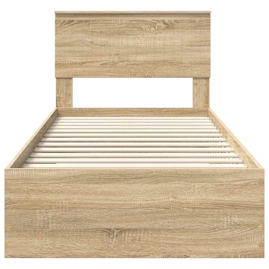 Bedframe met hoofdeinde Sonoma Eiken 90 x 200 cm Bewerkt hout