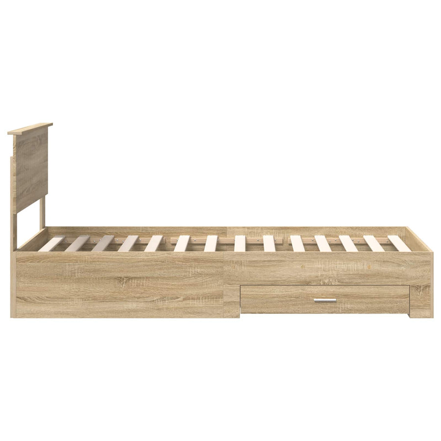 Bedframe met hoofdeinde Sonoma Eiken 90 x 200 cm Bewerkt hout