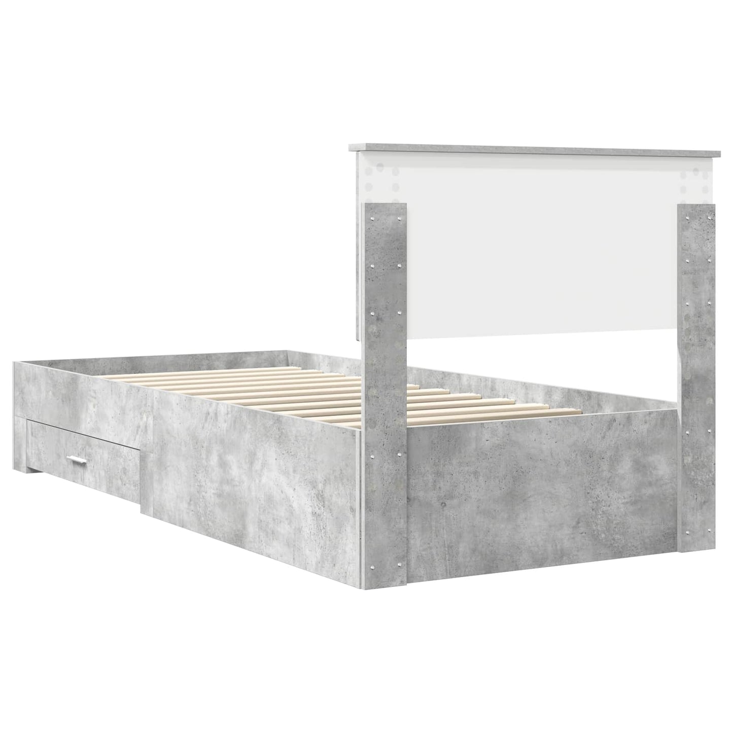 Bedframe met hoofdeinde Beton Grijs 90 x 200 cm Bewerkt hout