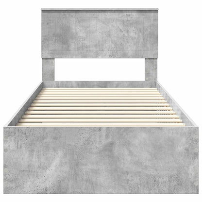 Bedframe met hoofdeinde Beton Grijs 90 x 200 cm Bewerkt hout
