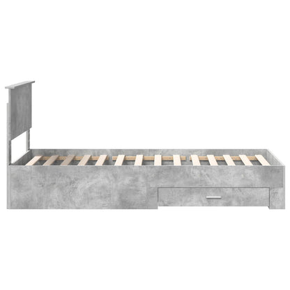 Bedframe met hoofdeinde Beton Grijs 90 x 200 cm Bewerkt hout