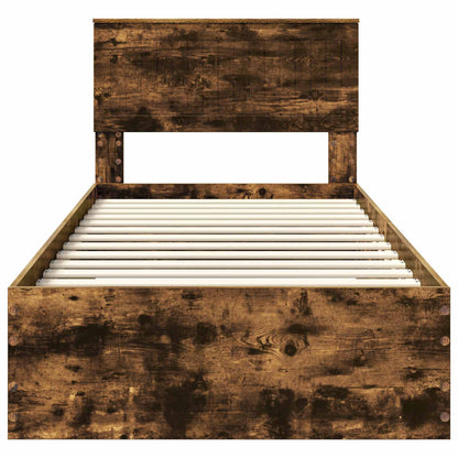 Bedframe met hoofdeinde Gerookt eiken 90 x 200 cm Bewerkt hout