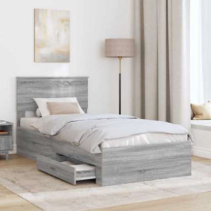 Bedframe met hoofdeinde Grijs Sonoma 90 x 200 cm Bewerkt hout