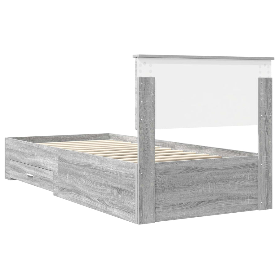 Bedframe met hoofdeinde Grijs Sonoma 90 x 200 cm Bewerkt hout