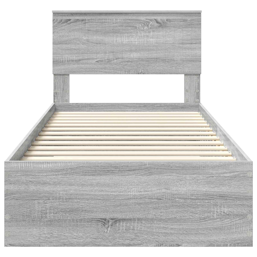 Bedframe met hoofdeinde Grijs Sonoma 90 x 200 cm Bewerkt hout