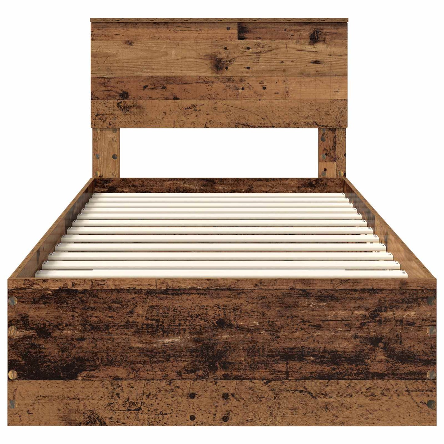 Bedframe met hoofdeinde Oudhout 90 x 200 cm Bewerkt hout