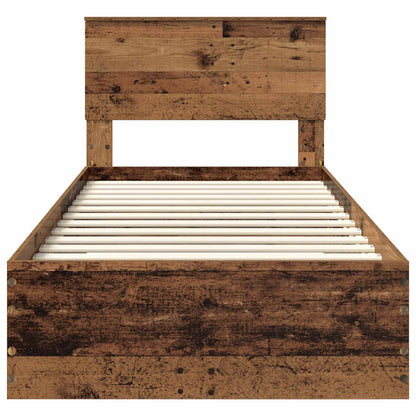 Bedframe met hoofdeinde Oudhout 90 x 200 cm Bewerkt hout