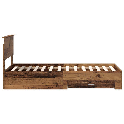 Bedframe met hoofdeinde Oudhout 90 x 200 cm Bewerkt hout