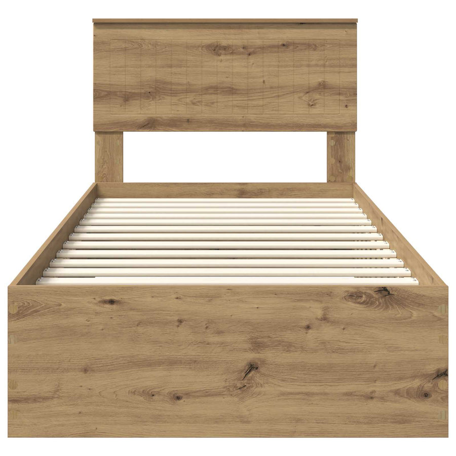 Bedframe met hoofdeinde Artisan Eiken 90 x 200 cm Bewerkt hout