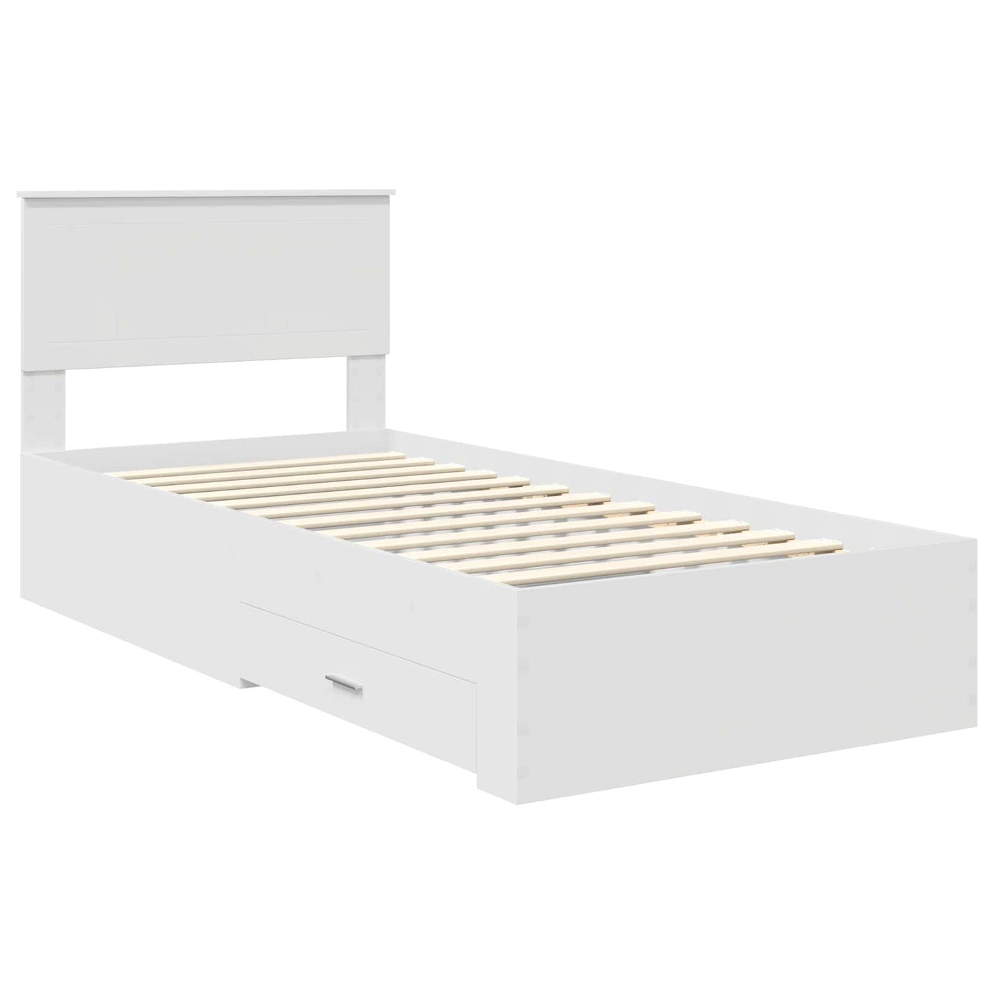 Bedframe met hoofdeinde met lade Wit 90 x 190 cm Bewerkt hout