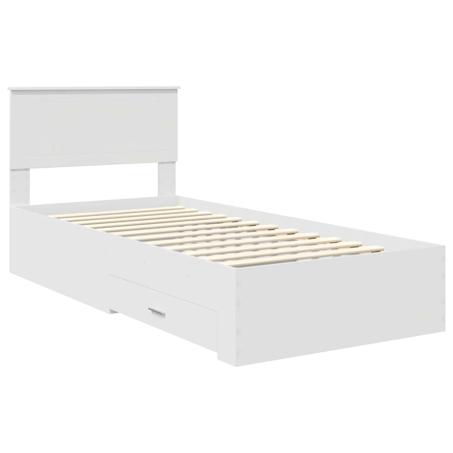 Bedframe met hoofdeinde met lade Wit 90 x 190 cm Bewerkt hout