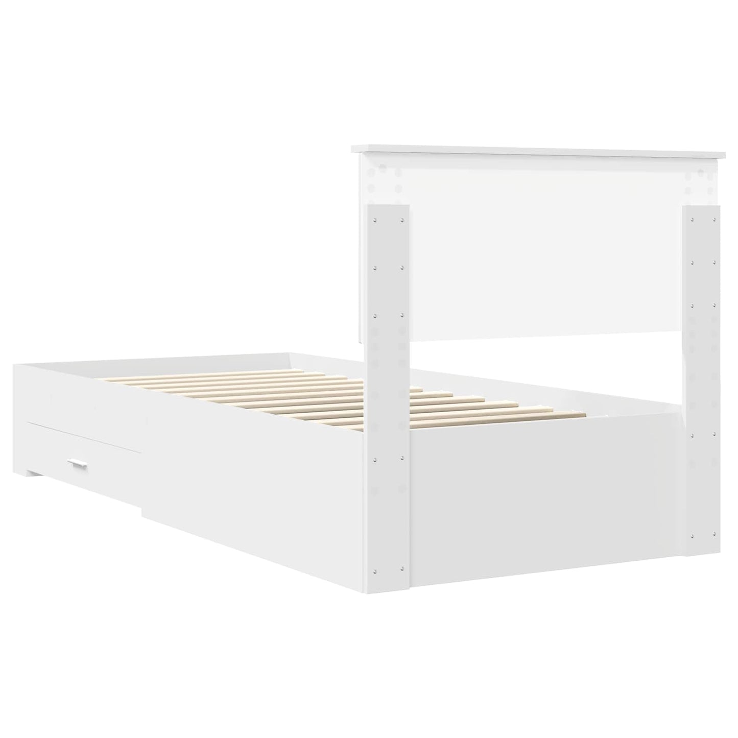 Bedframe met hoofdeinde met lade Wit 90 x 190 cm Bewerkt hout