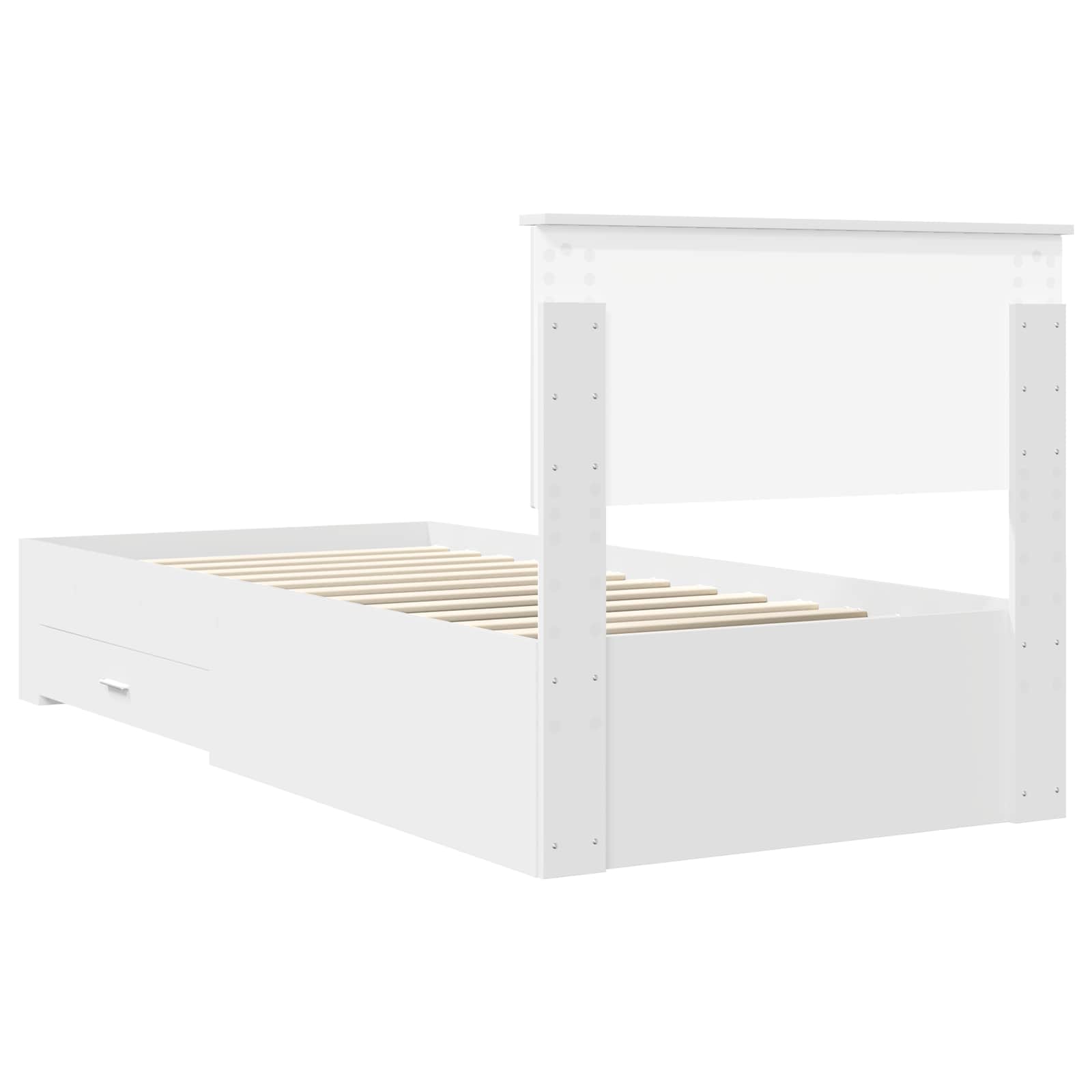 Bedframe met hoofdeinde met lade Wit 90 x 190 cm Bewerkt hout