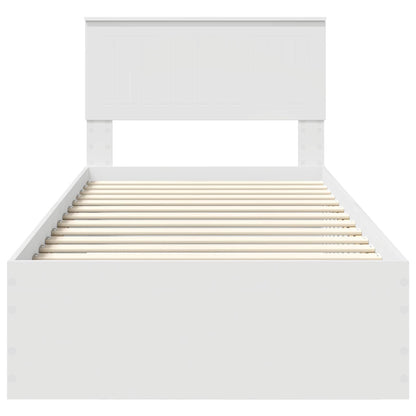 Bedframe met hoofdeinde met lade Wit 90 x 190 cm Bewerkt hout