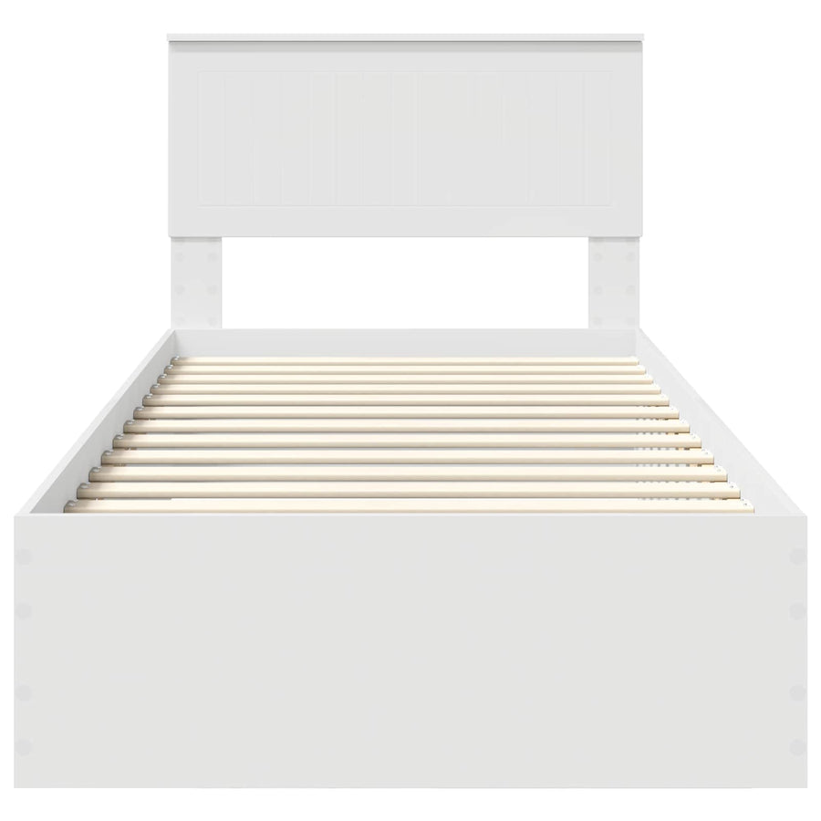 Bedframe met hoofdeinde met lade Wit 90 x 190 cm Bewerkt hout