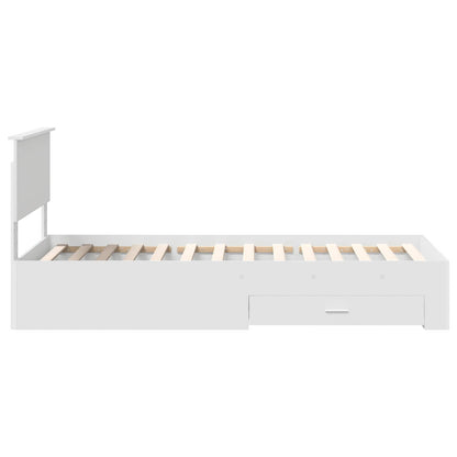 Bedframe met hoofdeinde met lade Wit 90 x 190 cm Bewerkt hout