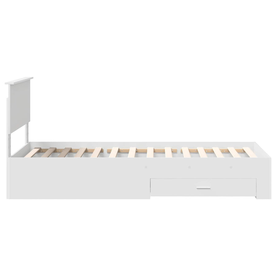 Bedframe met hoofdeinde met lade Wit 90 x 190 cm Bewerkt hout