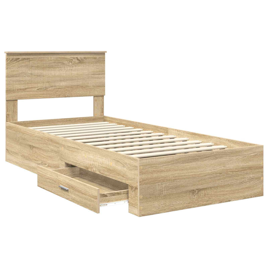 Bedframe met hoofdeinde Sonoma Eiken 90 x 190 cm Bewerkt hout