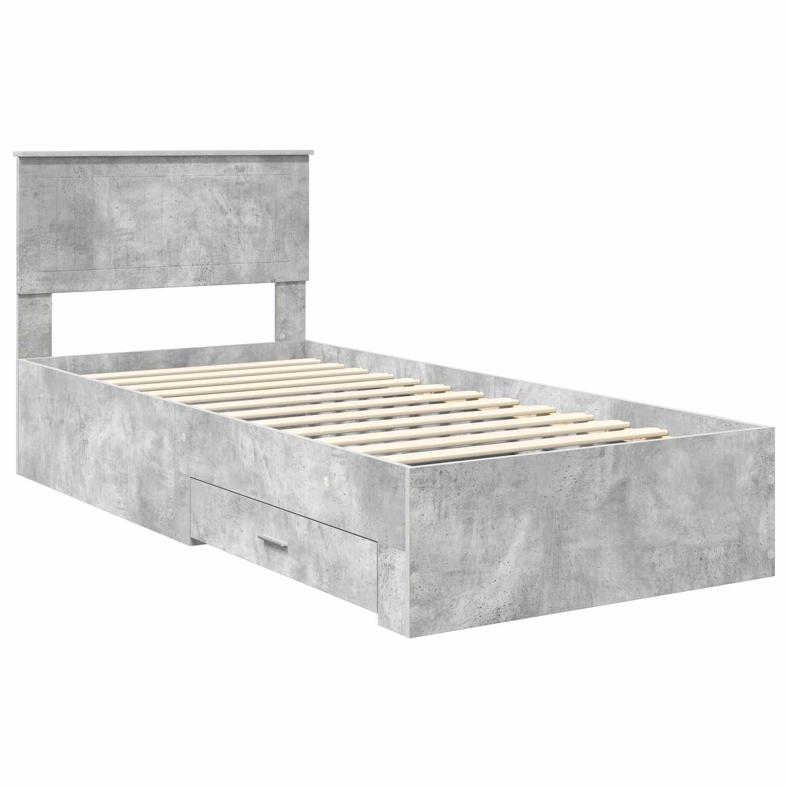 Bedframe met hoofdeinde Beton Grijs 90 x 190 cm Bewerkt hout