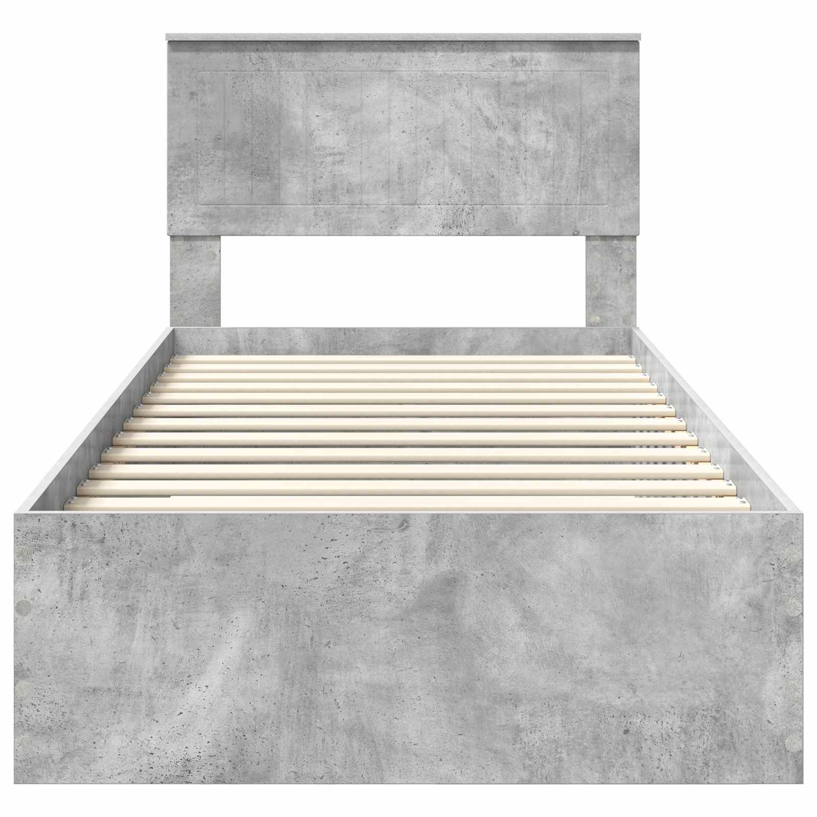 Bedframe met hoofdeinde Beton Grijs 90 x 190 cm Bewerkt hout