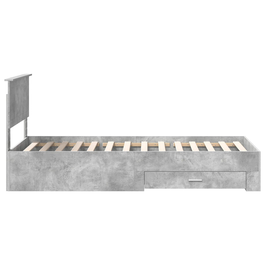 Bedframe met hoofdeinde Beton Grijs 90 x 190 cm Bewerkt hout