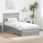 Bed frame with headboard Grey Sonoma 90 x 190 cm Engineered wood