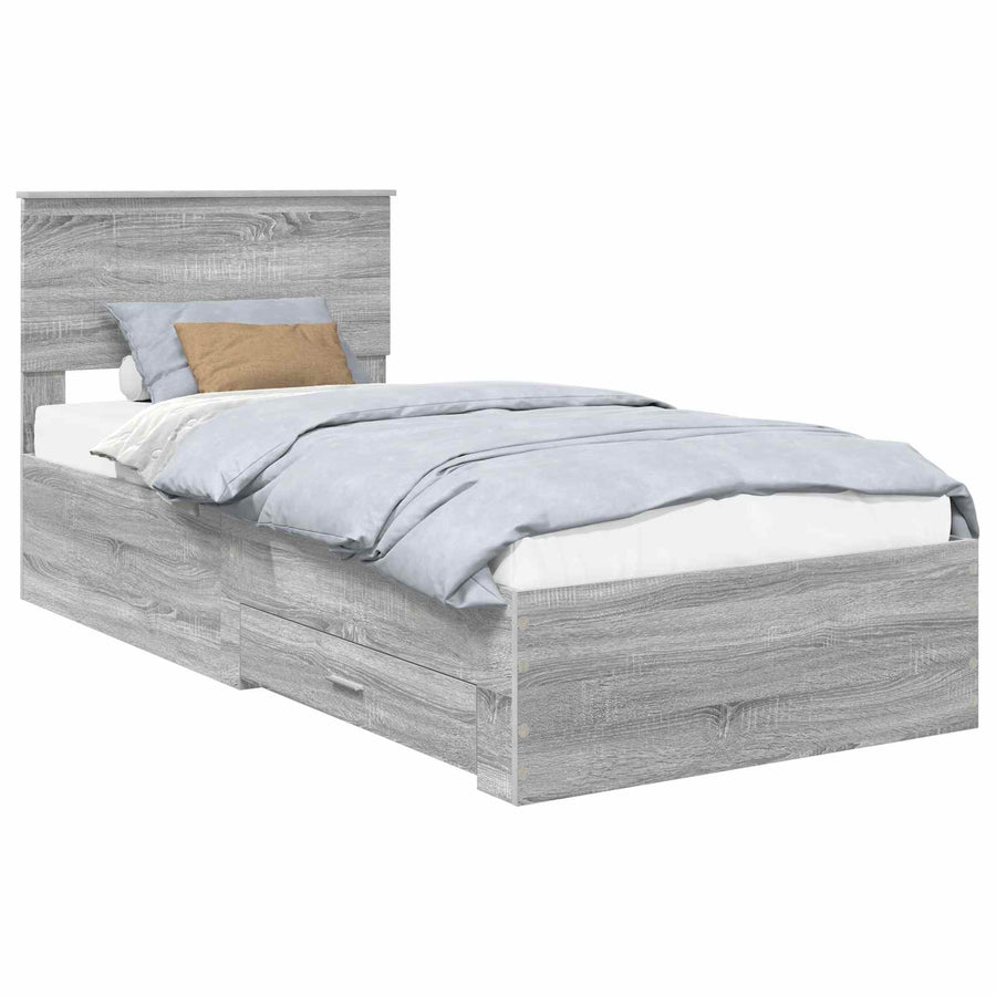 Bedframe met hoofdeinde Grijs Sonoma 90 x 190 cm Bewerkt hout