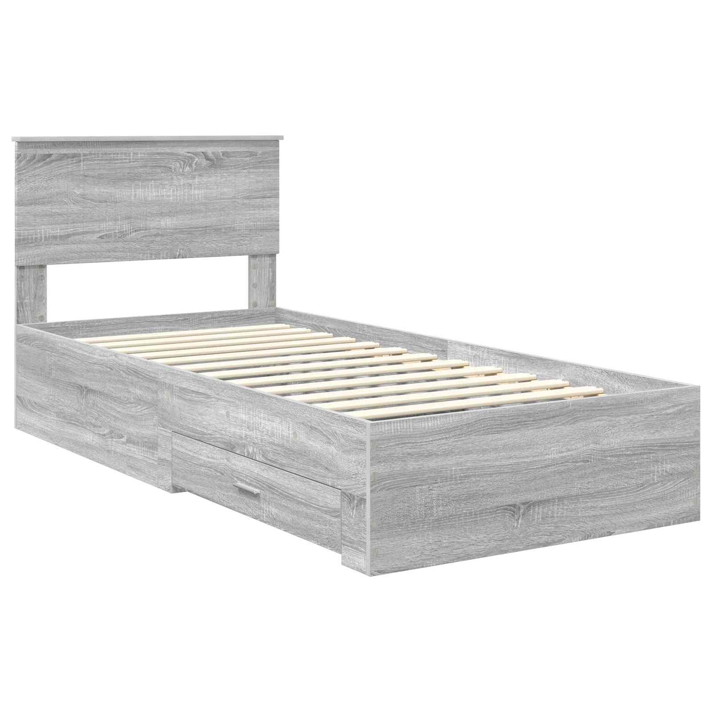 Bedframe met hoofdeinde Grijs Sonoma 90 x 190 cm Bewerkt hout