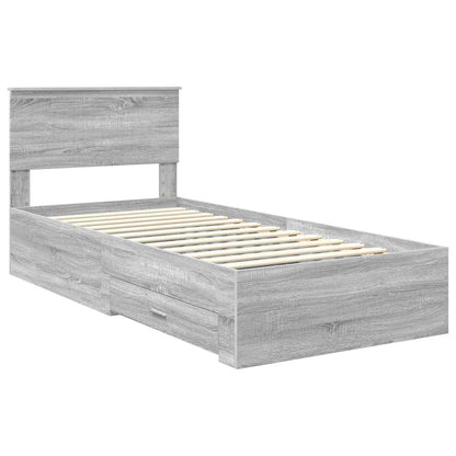 Bedframe met hoofdeinde Grijs Sonoma 90 x 190 cm Bewerkt hout