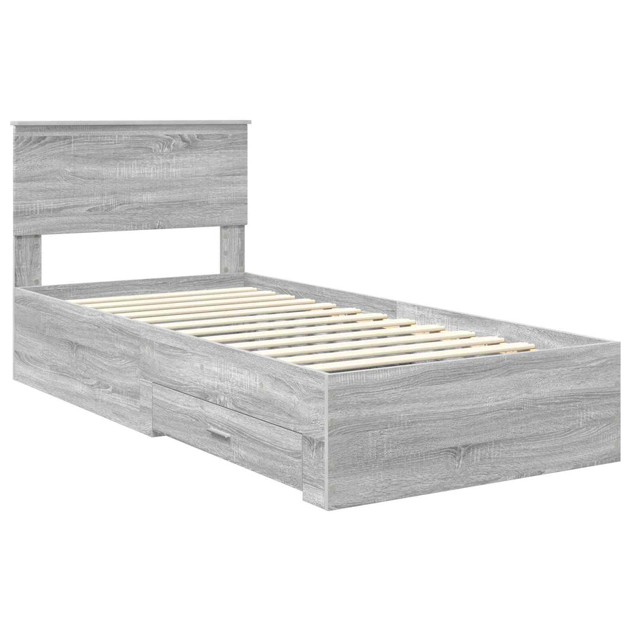 Bedframe met hoofdeinde Grijs Sonoma 90 x 190 cm Bewerkt hout