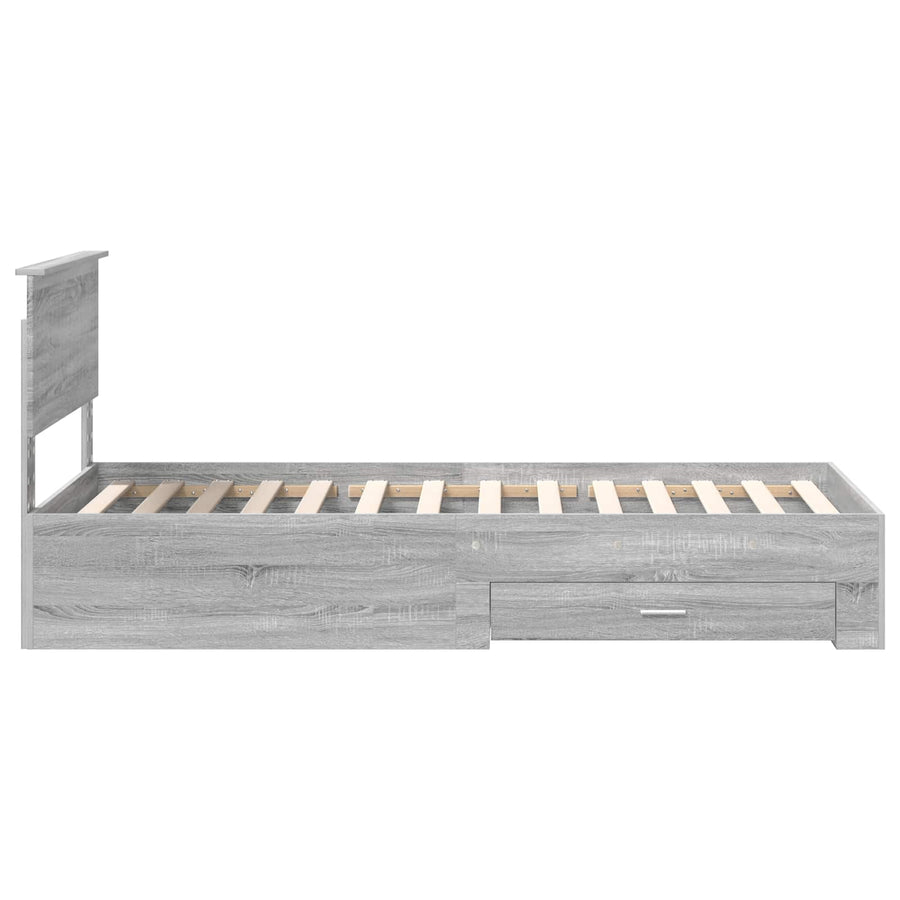 Bedframe met hoofdeinde Grijs Sonoma 90 x 190 cm Bewerkt hout