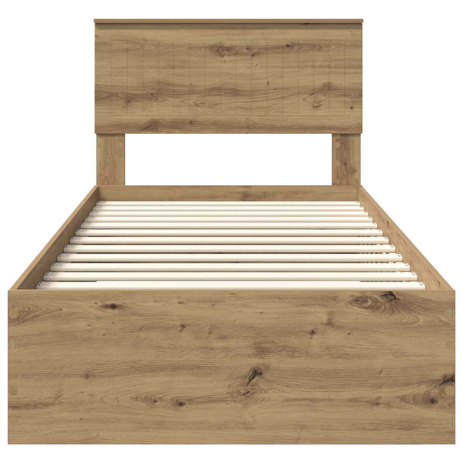 Bedframe met hoofdeinde Artisan Eiken 90 x 190 cm Bewerkt hout
