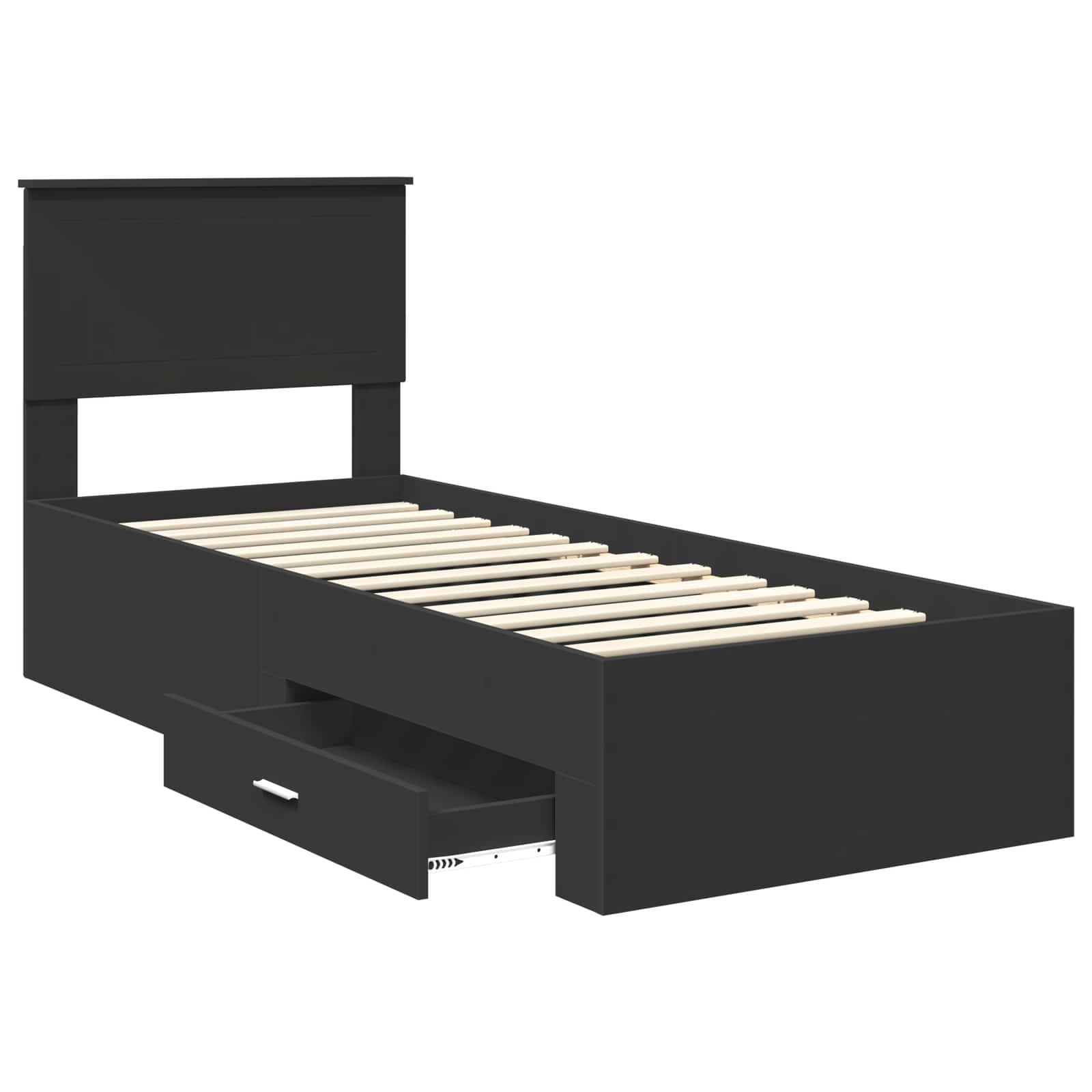 Bedframe met lade Zwart en Zilver 75 x 190 cm Bewerkt hout