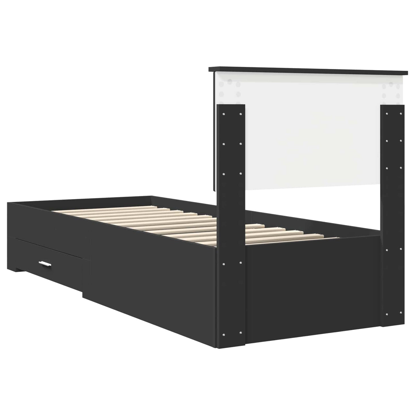 Bedframe met lade Zwart en Zilver 75 x 190 cm Bewerkt hout