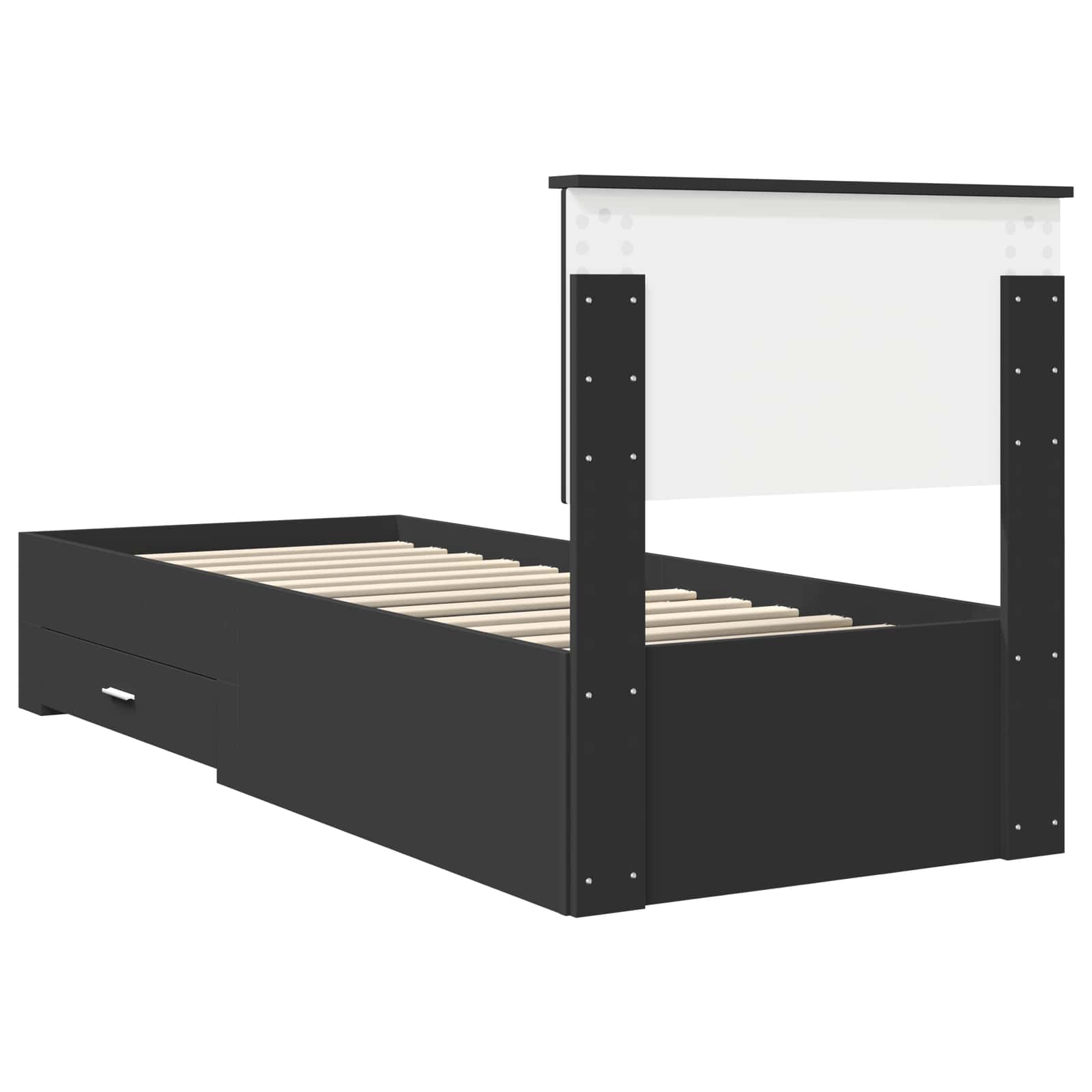 Bedframe met lade Zwart en Zilver 75 x 190 cm Bewerkt hout
