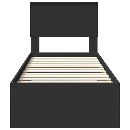 Bedframe met lade Zwart en Zilver 75 x 190 cm Bewerkt hout