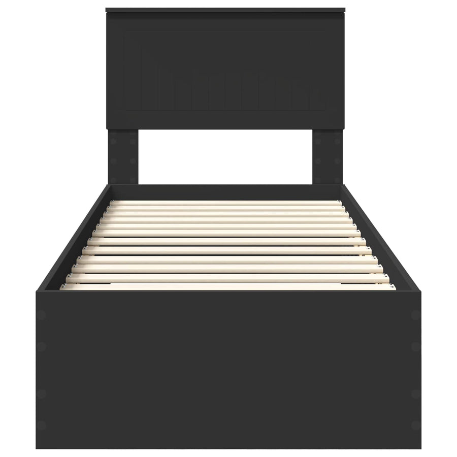 Bedframe met lade Zwart en Zilver 75 x 190 cm Bewerkt hout