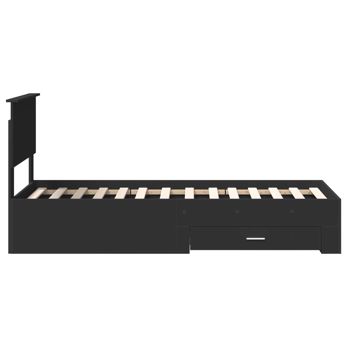 Bedframe met lade Zwart en Zilver 75 x 190 cm Bewerkt hout