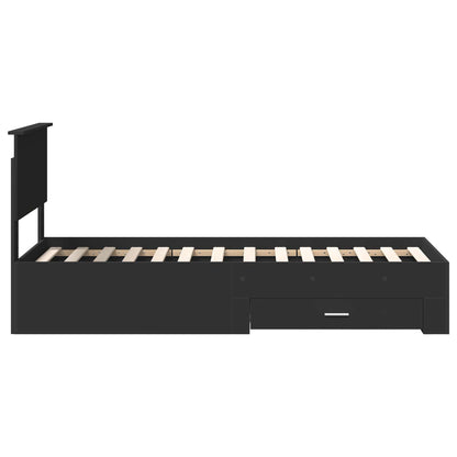 Bedframe met lade Zwart en Zilver 75 x 190 cm Bewerkt hout